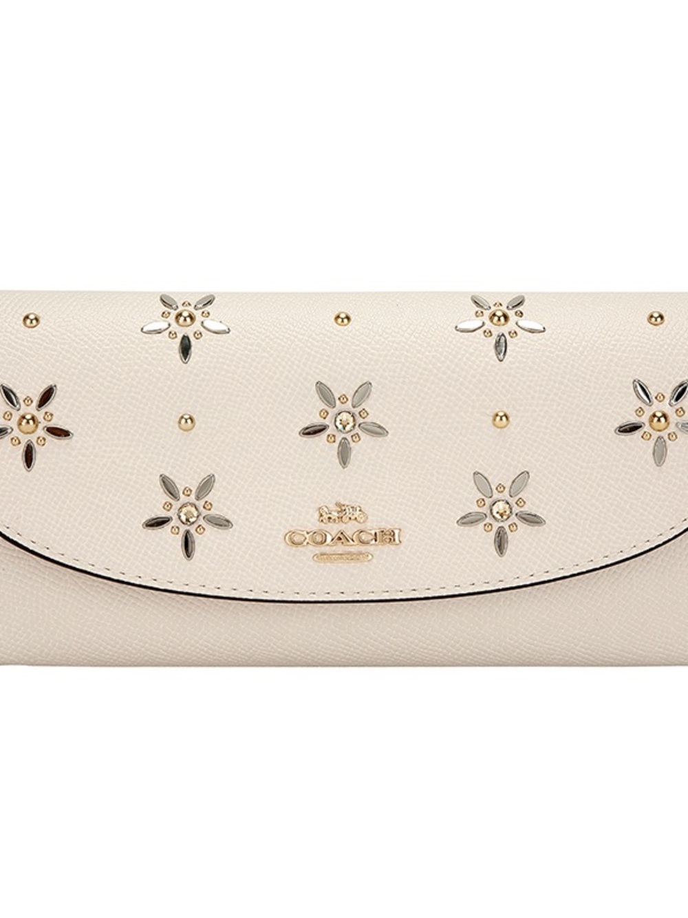 RARE Coach Designer Floral Crystal and Stud Chalk Envelope Wallet Purse F73495 - Picture 9 of 9